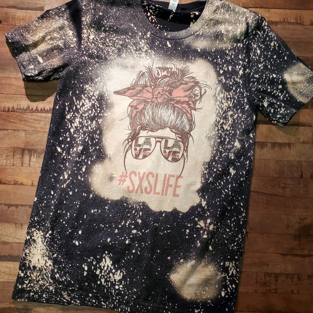 SXS LIFE BLEACHED CUSTOM TSHIRT NEW